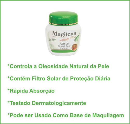 Imagem 2 de 3 de Magilena Creme Facial C/ Ervas E Citrus (pele Oleosa) 50g