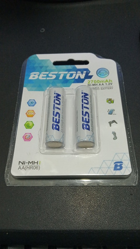 Imagen 2 de 2 de Batería Aa Blister Beston Recargable 2700 Mah 1.2 V X 2 Unid
