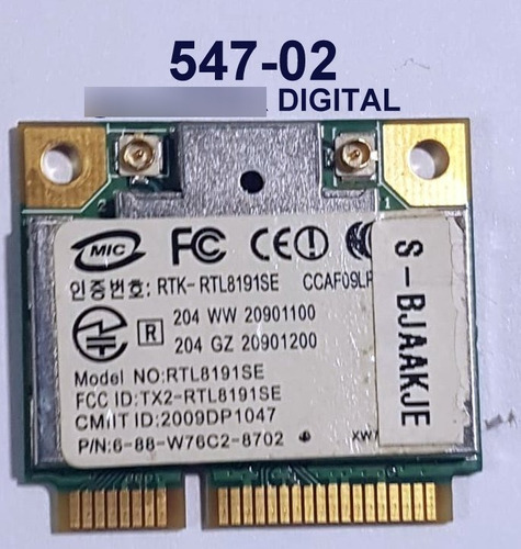 Placa Wifi Para Bangho B-550xq,rtk-rtl8191se-6-88-w76c2-8702