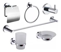 Comprar Kit  Accesorios Para Baños 6 Piezas Cromo Y Vidrio M-2200ag