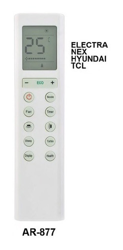 Control Remoto Aire Acondicionado Electra Nex Hyundai Tcl