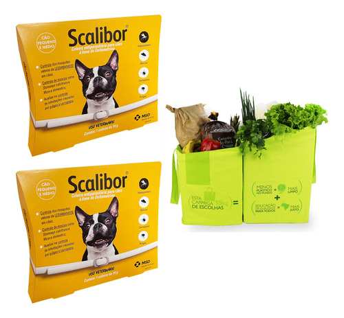Kit 2 Coleiras Scalibor P 48cm Antipulgas Carrapatos Cães Cor Branco