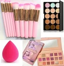 Comprar Set 10 Brocha Kabuki + Sombras + 15 Correctores + Esponja