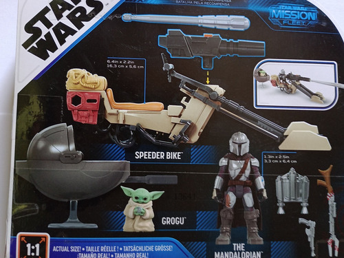 Din Djarin Deslizador Grogu Figura Star Wars Speeder Bebe