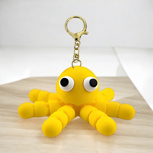 Llavero De Pulpo Articulado Distintos Colores Accesorio Moda Amarillo