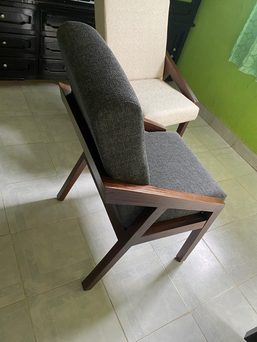 Silla De Madera Para Comedor Tripié Marrón Oscuro Crema