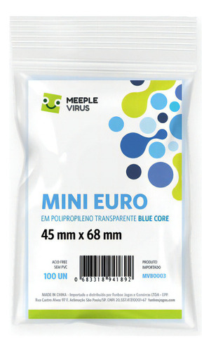 Card Sleeves Mini Euro 45 X 68 Mm (bc) 100 Unid Meeple Virus