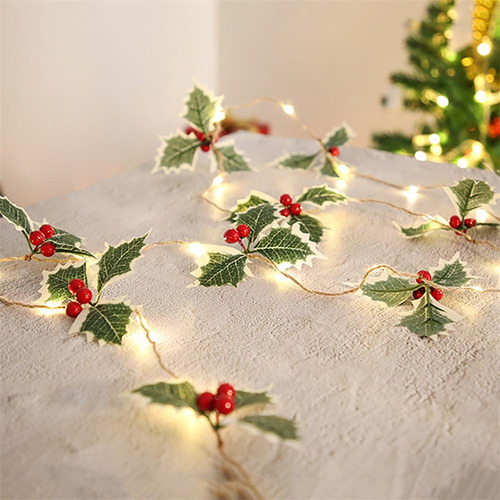 Nuevo Guirnalda De Alambre De Cobre Led Con Hojas De Frutos