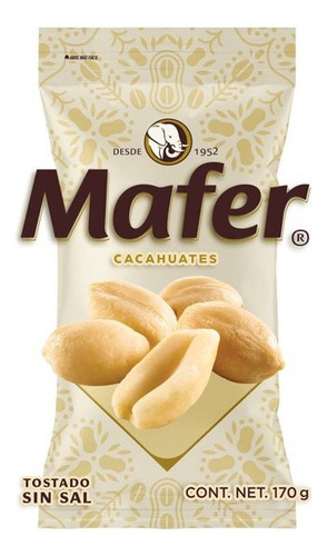 5 Pzas Cacahuates Mafer Tostado Sin Sal De 170 G