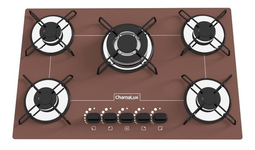 Fogão cooktop gás Chamalux Luana 5 Bocas tripla chama marrom 110V/220V