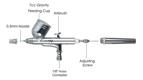Imagen 5 de 6 de Mini Compresor De Aire Con Aerógrafo Multiusos