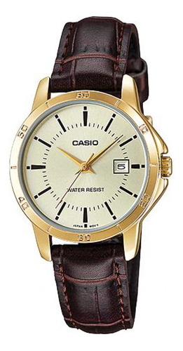 Reloj Para Mujer Casio Casio Ltp-v004gl-9audf Marrón