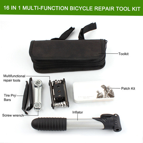 Kit De Reparo De Bicicletas Patch, Bolsa Portátil, Chave Sól
