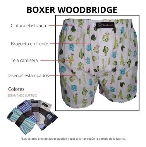 Boxer Tela Hombre Estampado Woodbridge Algodón Art. 100