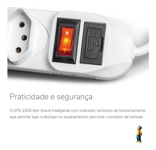 Imagem 3 de 5 de Epe 1006 Protetor Eletrônico Com 6 Tomadas Intelbras