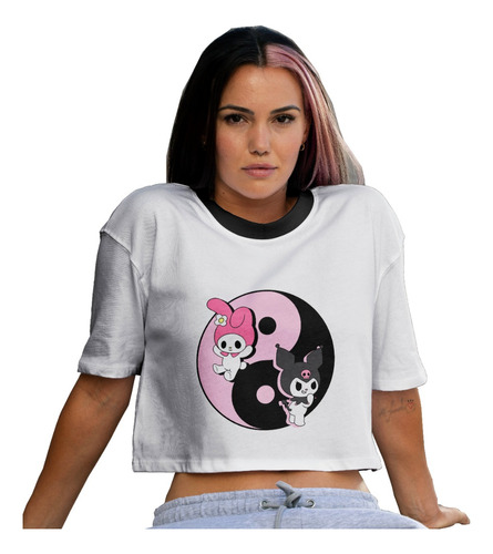 Camiseta Kuromi Melody Hello Kitty Oversize Aesthetic