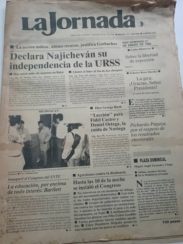 Periódico La Jornada Antiguo 1990 Disolución Urss 