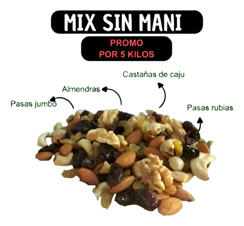 Mix Clasico Sin Mani Con Cajú Pack 5 Kilos