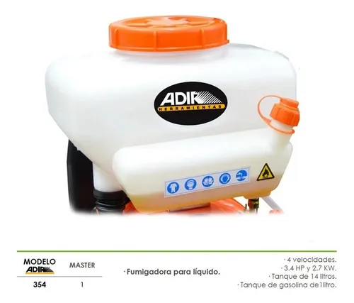 Sanitizadora Aspersora Fumigadora Adir 354 Motor A Gasolina Color