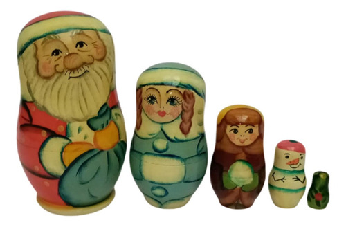 Papá Noel Muñecas Rusas Tradicional Decoracion Navidad 10 Cm