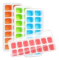 Comprar Pack X3 Cubetera Hielera 14 Cubitos Con Tapa Y Base Silicona