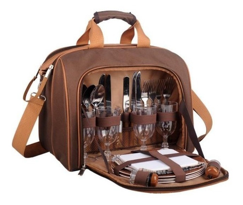 Bolsa Térmica C/ Kit Picnic 17l Marrom Nautika 046090-mr