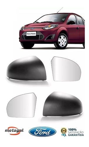 Kit Capa Retrovisor + Lente Com Base Fiesta 03 Lado Direito