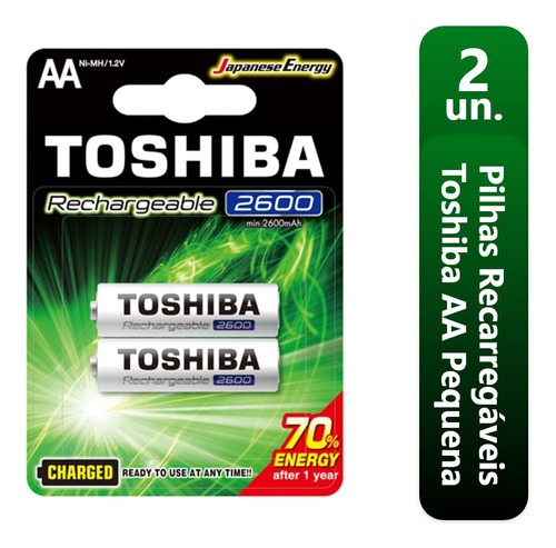 2 Pilhas Recarregáveis Aa 2600mah Toshiba