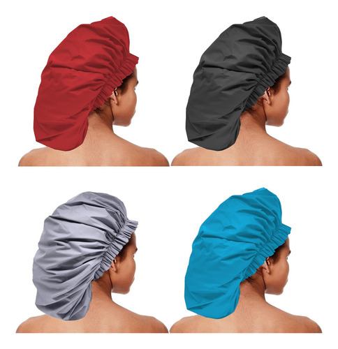 Elebox Paquete De 4 Gorros De Ducha Jumbo Para Mujer, Imperm