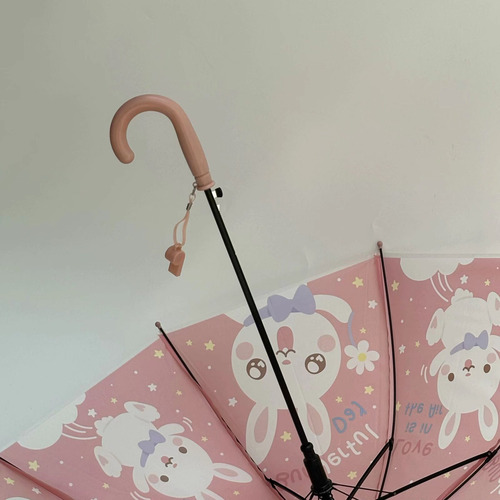 Paraguas Infantil Con Silbato Y Estampado De Animales En 3d Color Rosa Claro