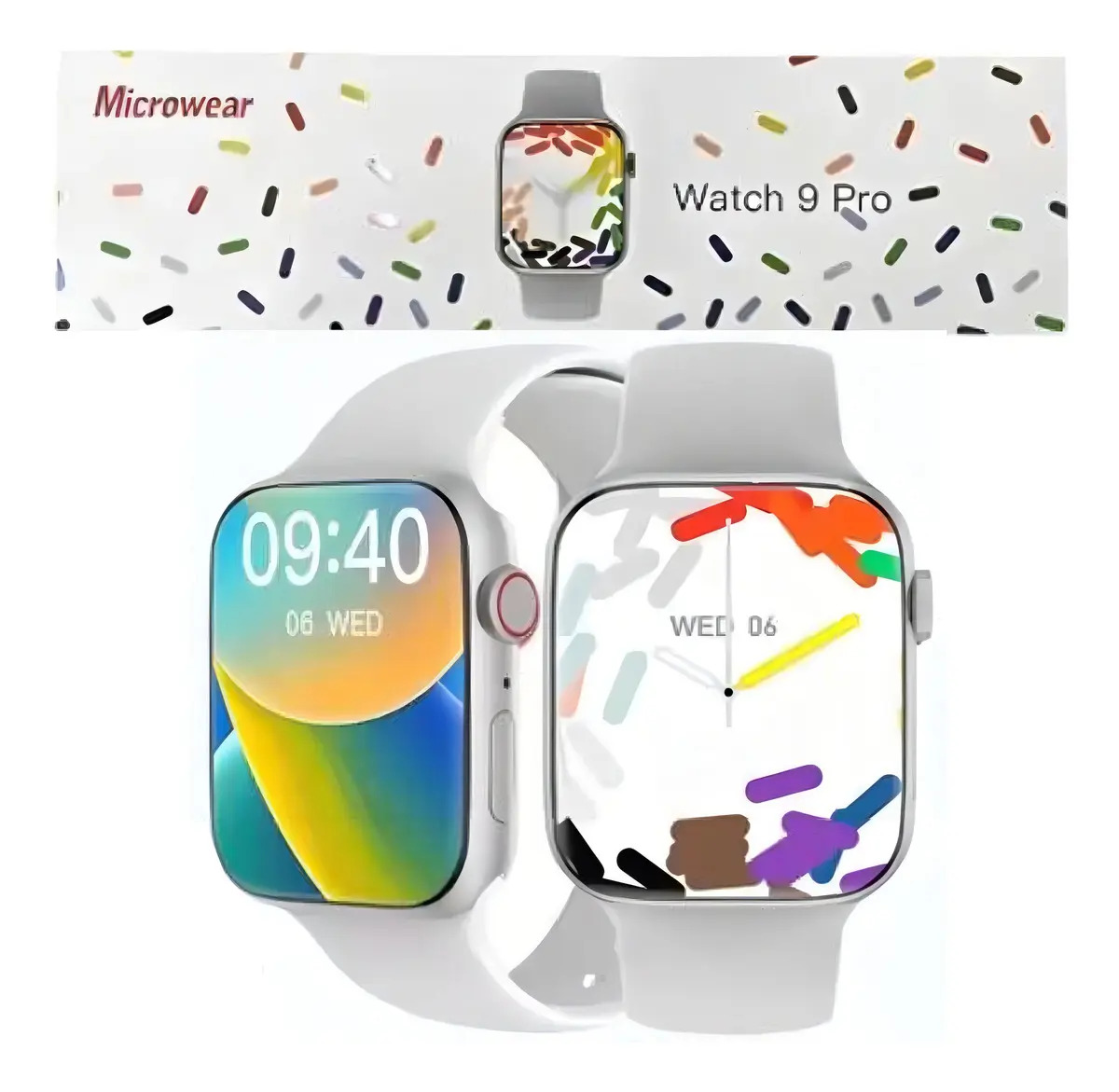 Smartwatch Microwear W29 Pro Watch Series 9 Prateado Com Pulseira de Silicone