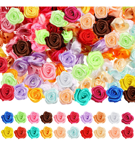 300 Mini Rosa Cinta Saten Flor Tela S Para Manualidad Linda