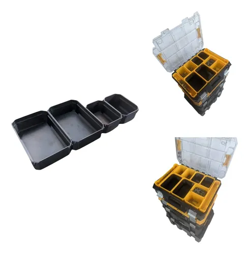 Kit 4 Organizadores De Caixa Dewalt Tstak Preto Resistente