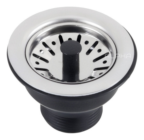 Válvula Americana Escoamento P/ Pia Cozinha 3.1/2 Aço Inox Acabamento Polido brilhante Cor Prateado
