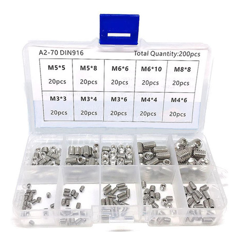 Set Tornillos Grub 200pcs Inox M3/m4/m5/m6/m8 En Caja Organi