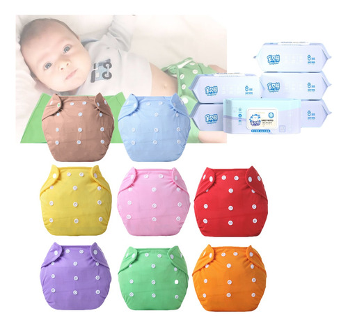 Pañales Ecologicos Paquete8reutilizable+toallitas Para Bebés