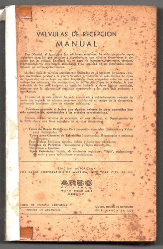 Valvulas De Recepcion Manual R C A - Antiguo 1952 - Arbo