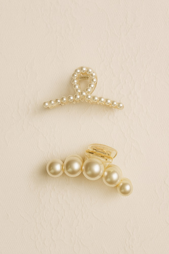 Gancho Pinza Broche Clip Pelo Grande Transparente Perlas Infinito