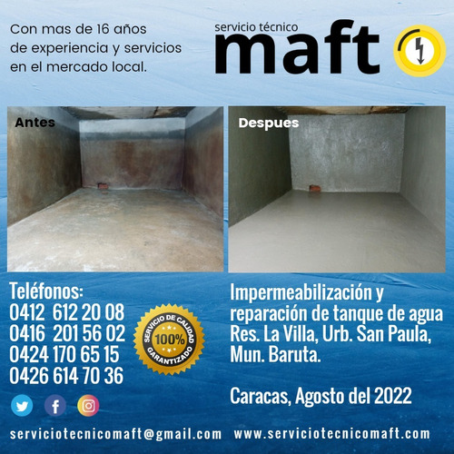 Impermeabilización Reparación De Tanques De Agua En Caracas