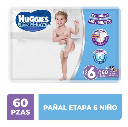 Pañales Huggies Ultraconfort Etapa 6 Para Niño 60 Pañales