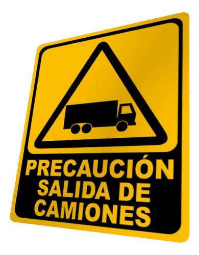 Letrero Precaución Salida De Camiones Cartel Alerta