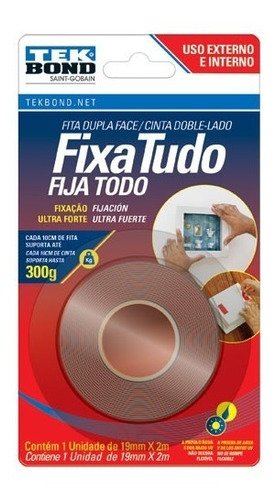 Cinta Fija Todo Acrilica 1,5mts X 19mm Tekbond 