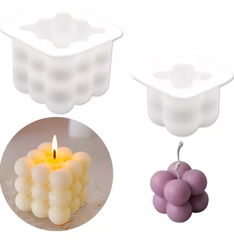 Moldes de vela de burbujas con formas de silicona, moldes de vela 3D, cera  de parafina de palma de soja para hacer velas, moldes de silicona