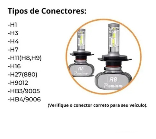 Imagem 6 de 6 de Kit Led 9012 Hir2 Ultraled R8 Premium 6000k 50w