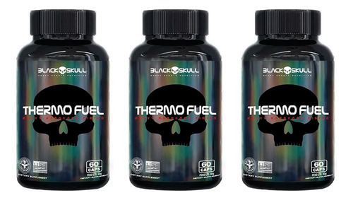 3x Termogenico Thermo Fuel Black Skull Sabor Sem Sabor