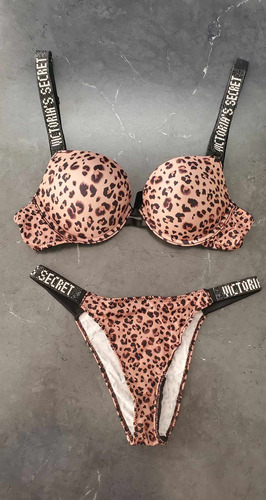 Conjunto Brasier Calzon Victoria Secret Very Sexy Animal Pri