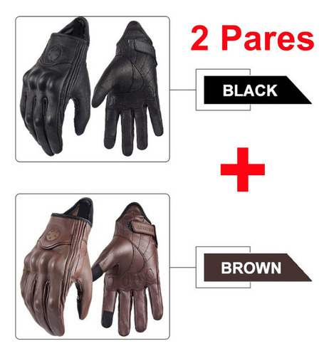 Guantes De Moto Vintage Para Hombre Y Mujer, Cuero Moto 2 Pc