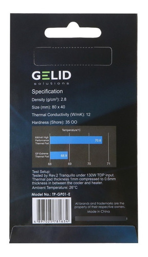 Imagen 2 de 4 de Pad Térmico Gelid Gp-extreme Tp-gp01-e 12w 80 X 40 X 3,0 Mm