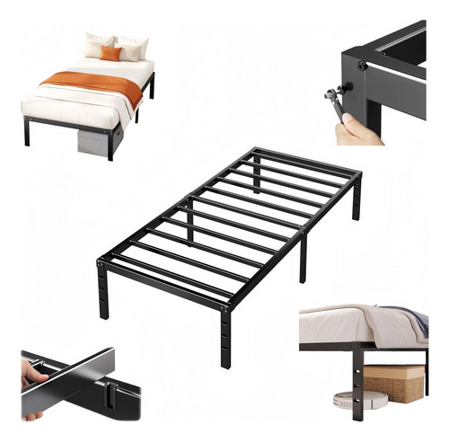 Sonheo® Bases Individuales Bases Para Cama De Fierro Bases Box Armable 189*95*45cm Muebles Baratos, Robusto, Silencioso,amplio Espacio 18'' Altura Twin Entrega Free En Todo El Territorio