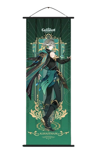 Poster Alhaitham Pergamino Tela Color | Genshin Impact